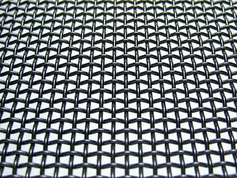 A piece of galvanized security mesh with black powder coated