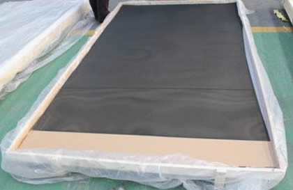 Black stainless screen sheets wrapped by waterproof paper and packaged in wooden box.