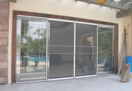 Security screens are installed on the door.